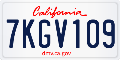 CA license plate 7KGV109