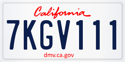 CA license plate 7KGV111