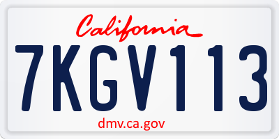 CA license plate 7KGV113