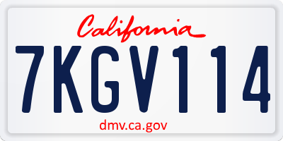 CA license plate 7KGV114