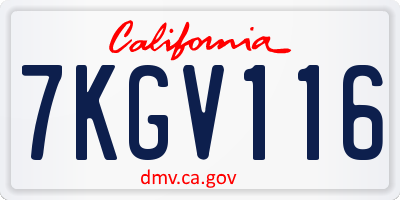 CA license plate 7KGV116