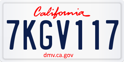 CA license plate 7KGV117