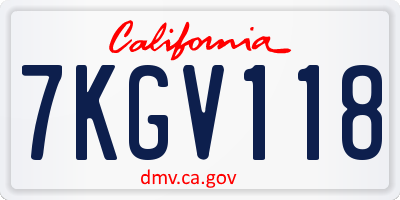 CA license plate 7KGV118