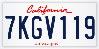 CA license plate 7KGV119