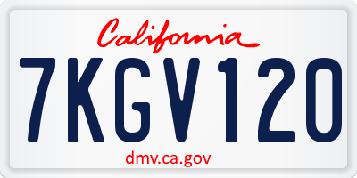 CA license plate 7KGV120