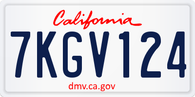 CA license plate 7KGV124