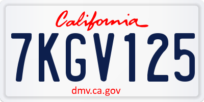 CA license plate 7KGV125