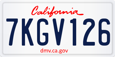 CA license plate 7KGV126