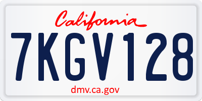 CA license plate 7KGV128