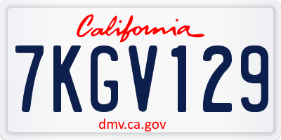 CA license plate 7KGV129
