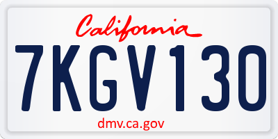 CA license plate 7KGV130