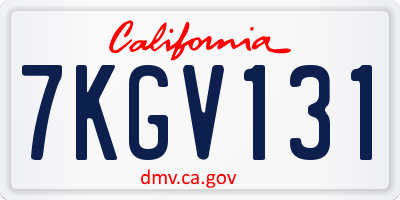 CA license plate 7KGV131