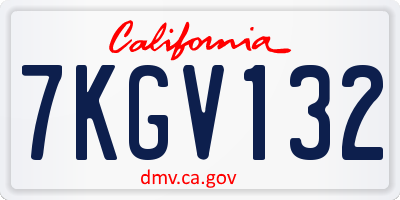 CA license plate 7KGV132