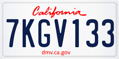 CA license plate 7KGV133