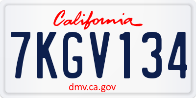 CA license plate 7KGV134