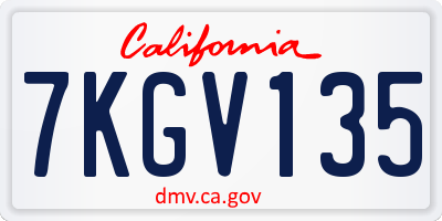 CA license plate 7KGV135