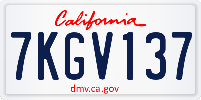 CA license plate 7KGV137