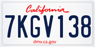 CA license plate 7KGV138