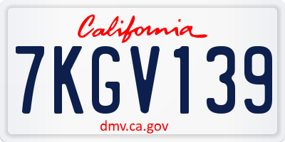CA license plate 7KGV139