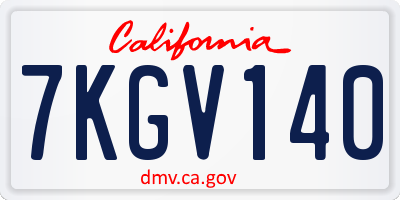 CA license plate 7KGV140