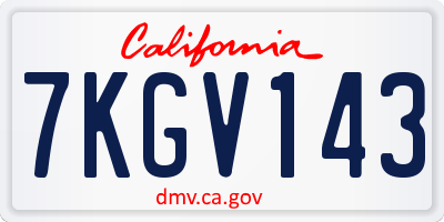 CA license plate 7KGV143