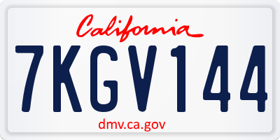 CA license plate 7KGV144