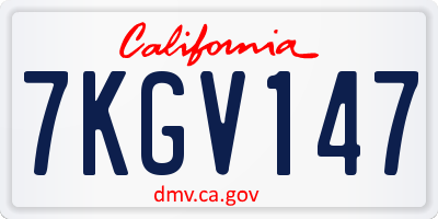 CA license plate 7KGV147