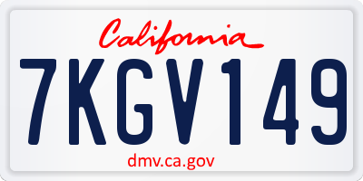 CA license plate 7KGV149