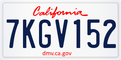 CA license plate 7KGV152