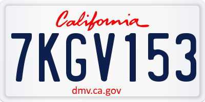 CA license plate 7KGV153