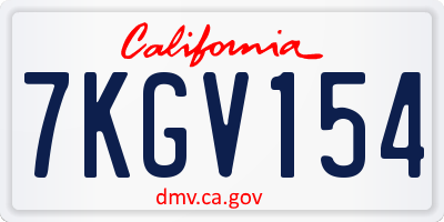 CA license plate 7KGV154