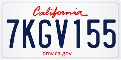 CA license plate 7KGV155