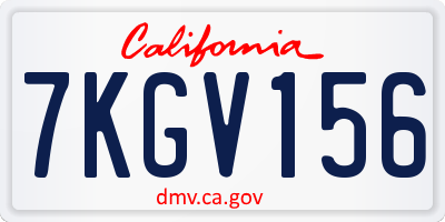 CA license plate 7KGV156