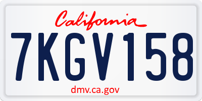 CA license plate 7KGV158