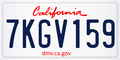 CA license plate 7KGV159