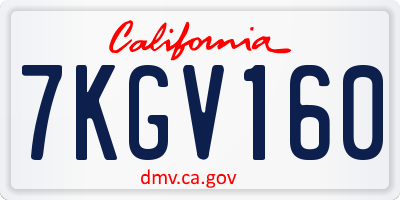 CA license plate 7KGV160