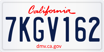 CA license plate 7KGV162