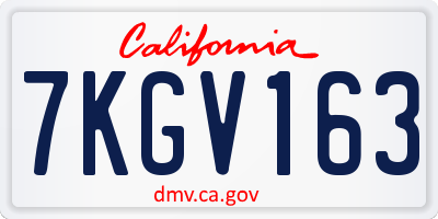 CA license plate 7KGV163