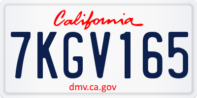 CA license plate 7KGV165