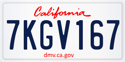 CA license plate 7KGV167