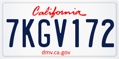 CA license plate 7KGV172