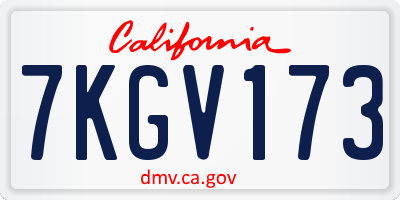 CA license plate 7KGV173
