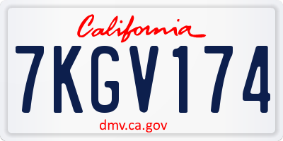 CA license plate 7KGV174