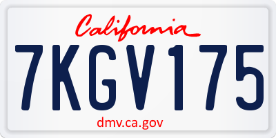 CA license plate 7KGV175