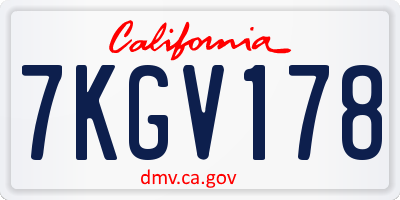 CA license plate 7KGV178
