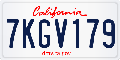 CA license plate 7KGV179