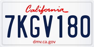 CA license plate 7KGV180