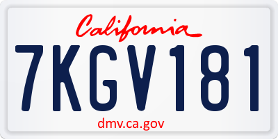 CA license plate 7KGV181