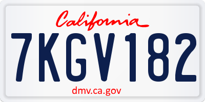 CA license plate 7KGV182