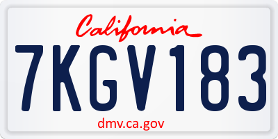 CA license plate 7KGV183